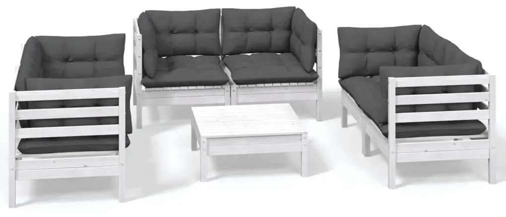 3096251 vidaXL Set mobilier grădină cu perne, 7 piese, lemn masiv de pin