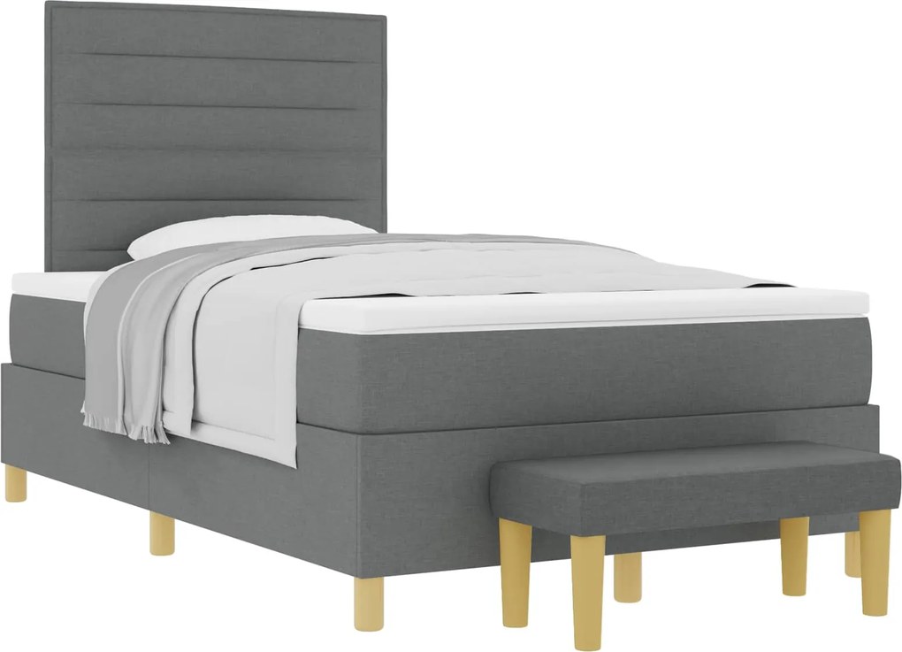 vidaXL Pat cu arcuri cu saltea Gri închis 120 x 200 cm țesătură