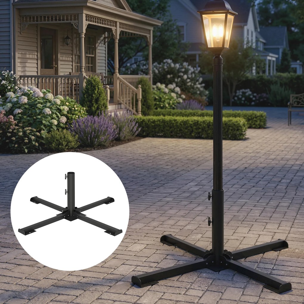 Outsunny Suport pentru umbrelă pliabil, diametru tijă 38 și 48 mm, suport în cruce pentru umbrele, gri închis | Aosom Romania