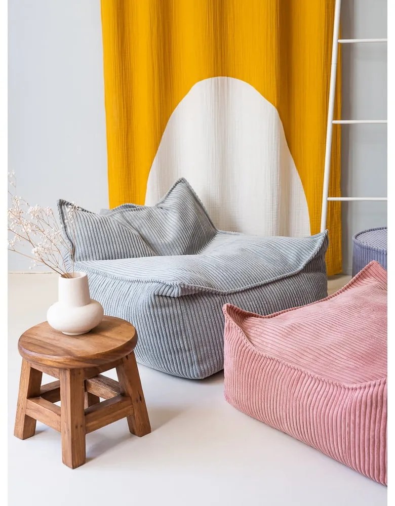 Fotoliu puf pentru copii verde mentă cu tapițerie din catifea reiată Chair – Wigiwama