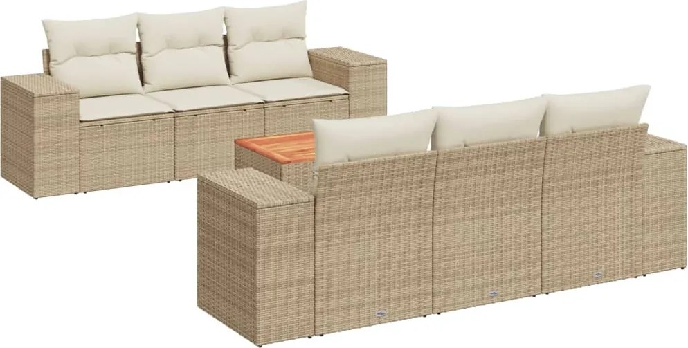 vidaXL Set canapele de grădină, 7 piese, cu perne, bej, poliratan