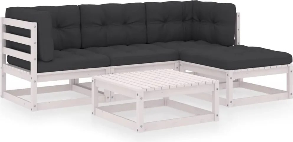 vidaXL Set mobilier de grădină cu perne, 5 piese, lemn masiv de pin
