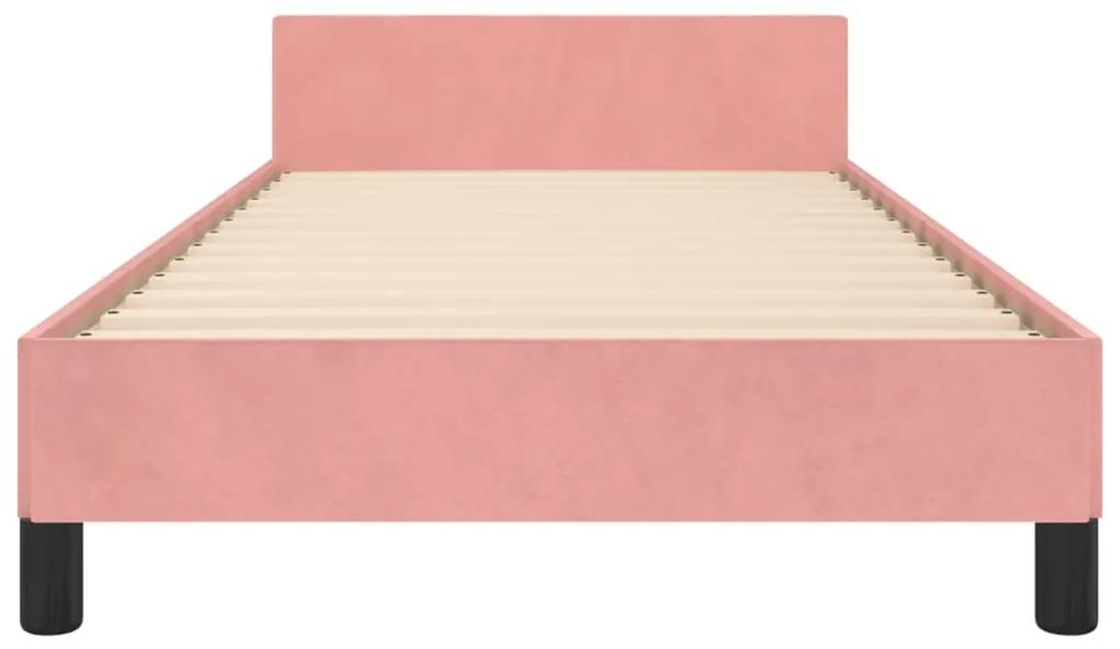 Cadru de pat cu tablie, roz, 80x200 cm, catifea Roz, 80 x 200 cm, Benzi verticale