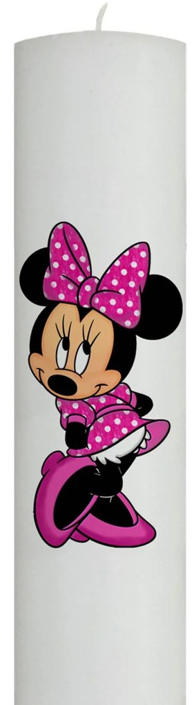 Lumanare Botez Minnie cu rochita roz 5,5 cm, 50 cm