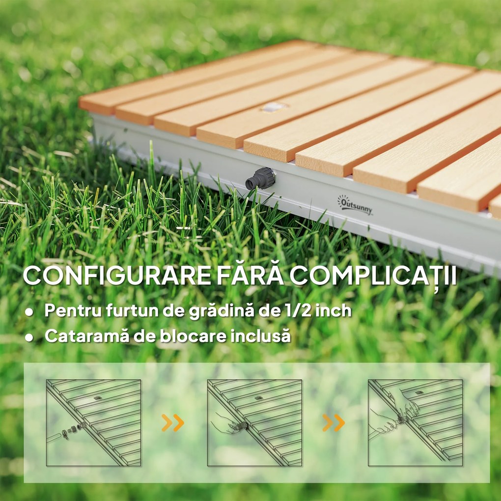 Outsunny Duș Portabil: aluminiu, 4m rezistent UV/apă, plajă/spa, 70x55 cm, Efect Lemn | Aosom Romania