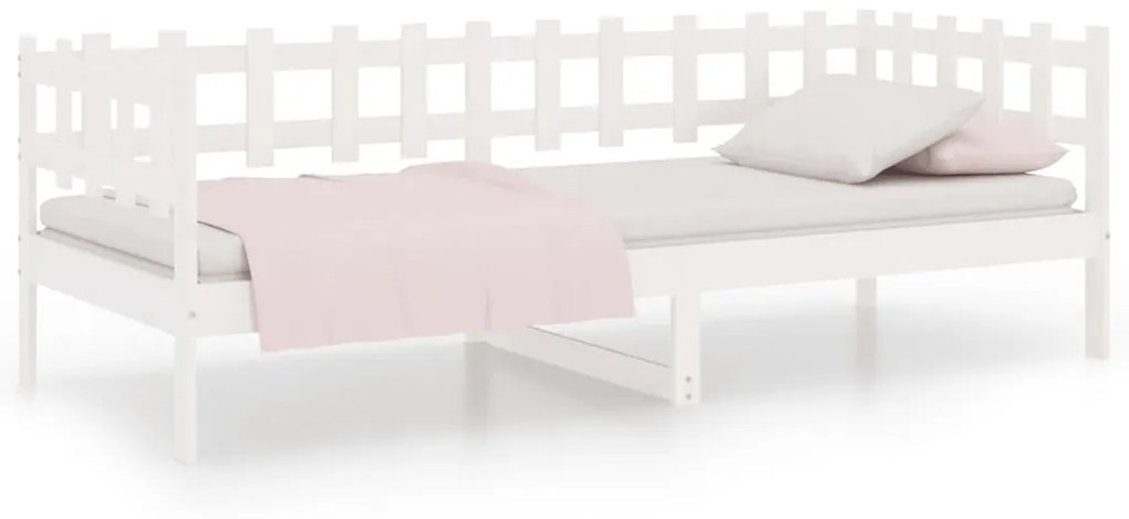 820757 vidaXL Pat de zi, alb, 90x200 cm, lemn masiv de pin