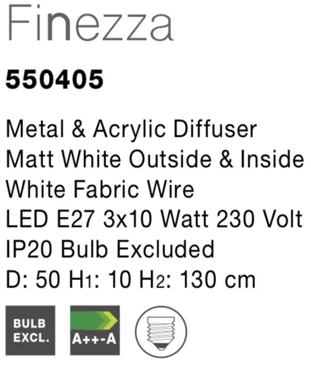 Lustra design modern Ø50cm Finezza alba NVL-550405