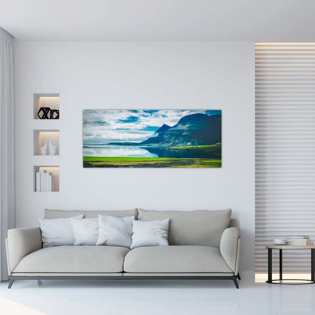 Tablou cu lac și munți (120x50 cm)