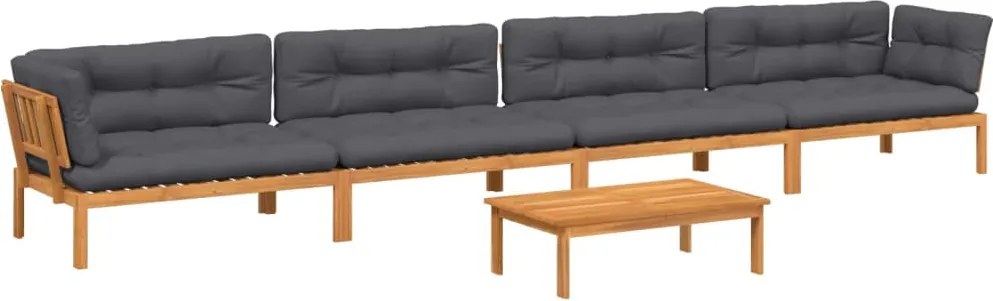 vidaXL Set canapele de grădină cu perne din paleți 5 piese lemn acacia