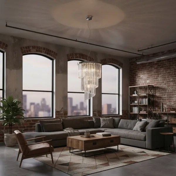 Lustră de cristal pe cablu Ideal Lux CARLTON 8xE14/40W/230V d. 40 cm crom lucios