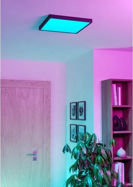 Eglo 901728 - Plafonieră LED RGBW dimabilă, cu sticlă fumurie FUEVA-Z LED/17,8W/230V 39cm IP44 negru