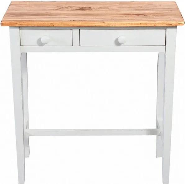 Masa consola, L73 36 H75 cm, alb natur antichizat, lemn masiv