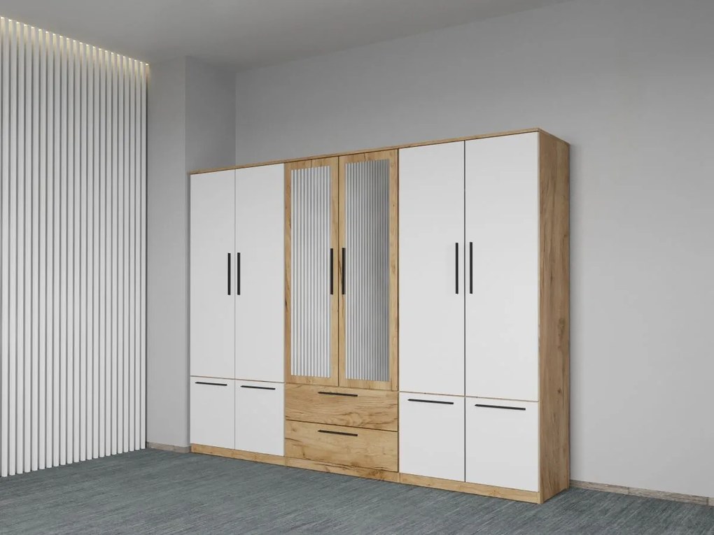 Set mobila dormitor 4 piese Alb/Stejar Levi C16
