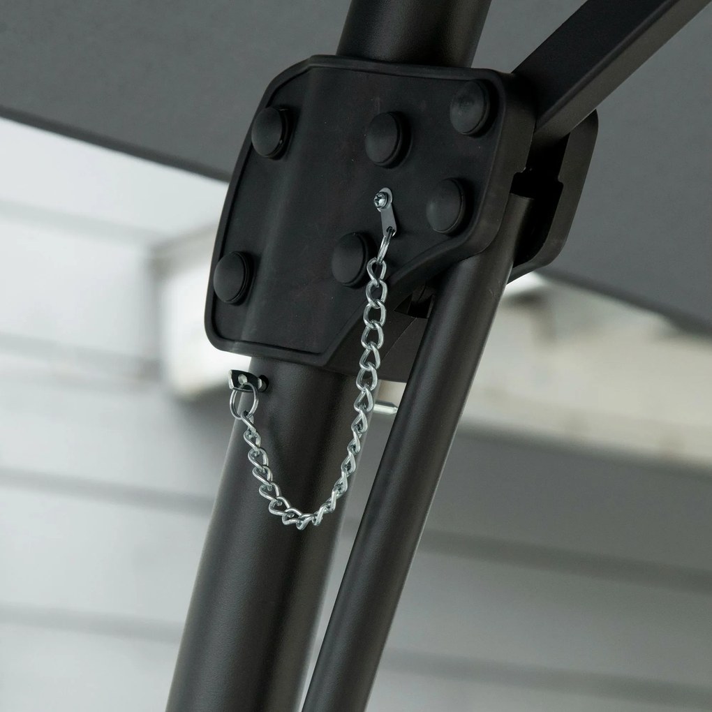 Outsunny Umbrelă cu braț lateral Ø293cm umbrelă de soare cu levier lateral, bază în cruce, protecție la vânt, rezistentă la apă Gri închis | Aosom Romania