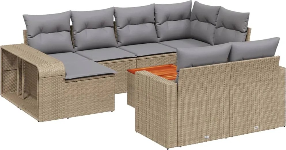 vidaXL Set canapele de grădină cu perne, 11 piese, bej, poliratan