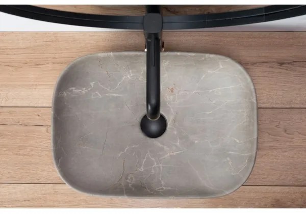 REA-U3802 - Lavoar LIVIA pentru montare pe blat 33,5x46,5 cm ceramică/gri/decor marmură