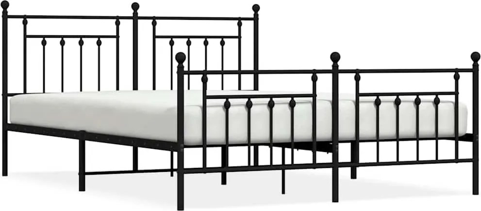 vidaXL Cadru pat metalic cu tăblii de cap/picioare, negru, 183x213 cm