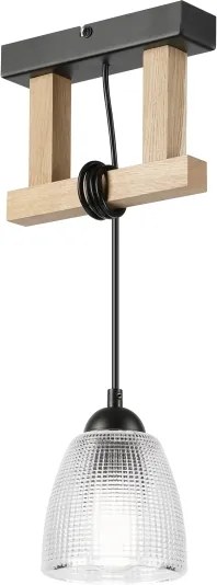 Pendul pe cablu LEANDRA 1xE27/15W/230V stejar/negru