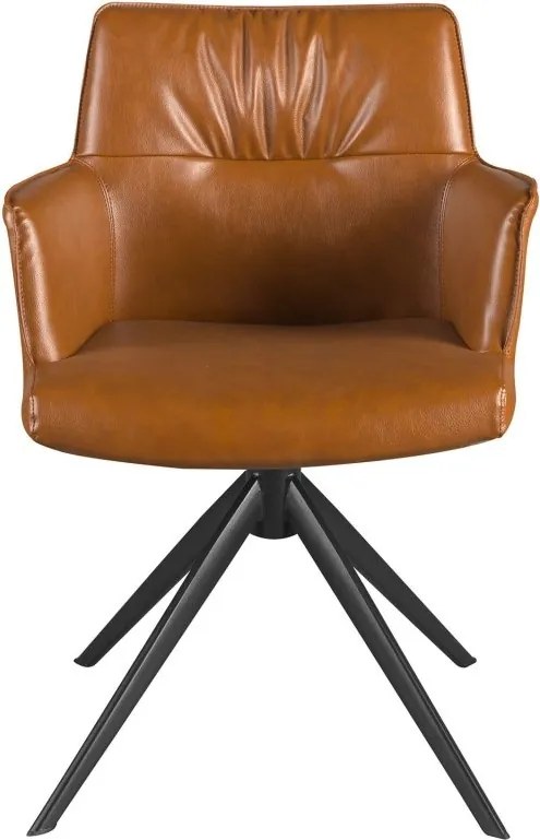 Scaun pivotant design LUX, Piele sintetica, Cognac brown