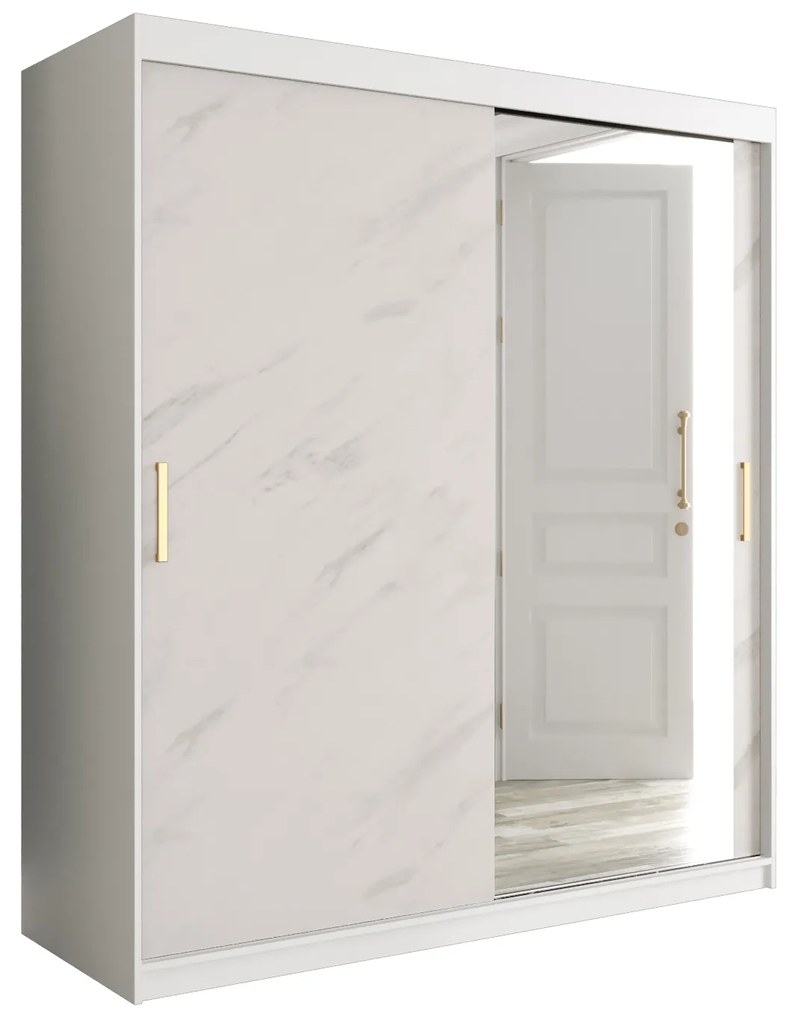 Dulap de haine 180 cm Marbelo T2 (mat alb + marmură albă). 1064596