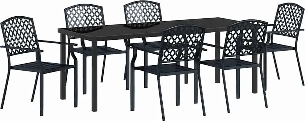 vidaXL Set de masă pentru grădină 7 pcs Antracit