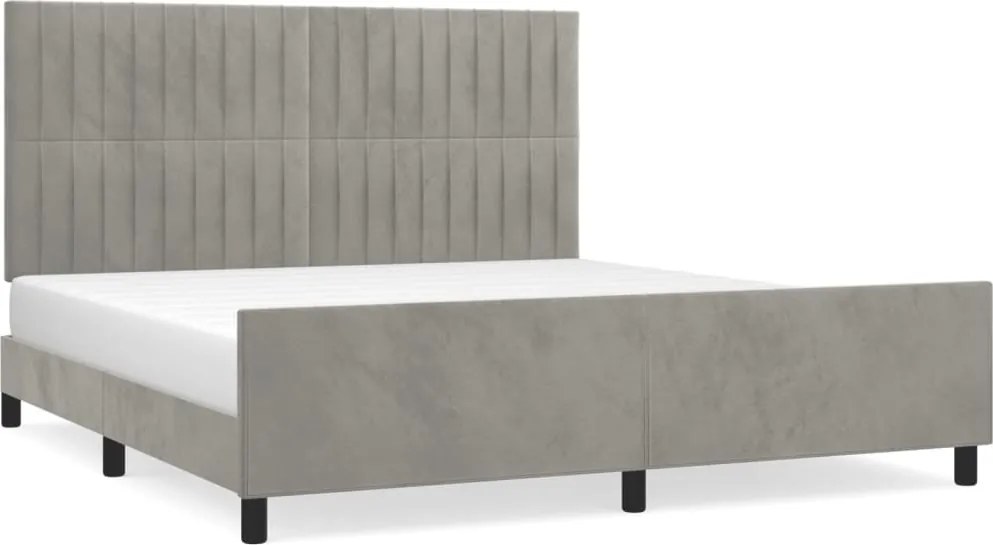 vidaXL Cadru de pat cu tăblie, gri deschis, 180x200 cm, catifea