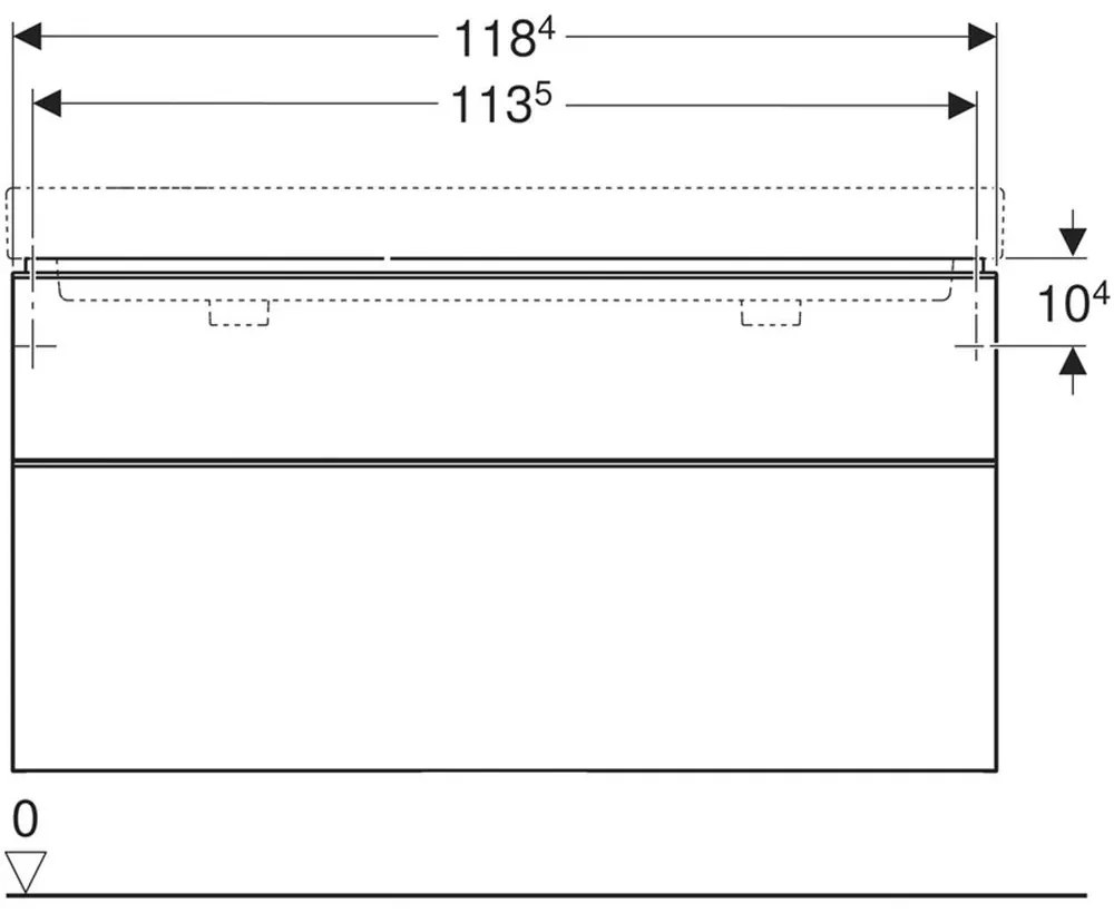Dulap pentru lavoar, 1184x470x617 cm, 2 sertare, alb lucios alb mat