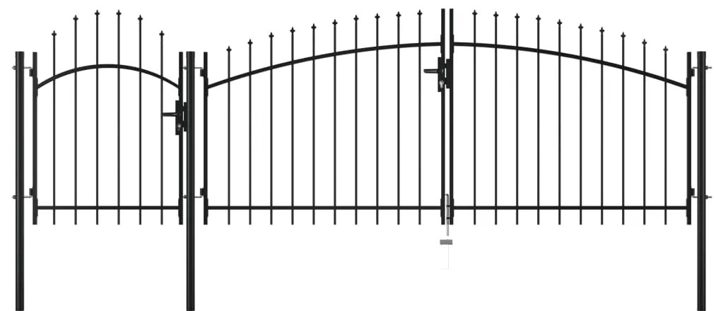 vidaXL Poartă de grădină, negru, 1,75 x 4 m, oțel