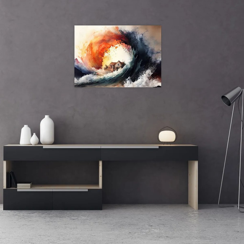 Tablou - În vârtejul potopului, acuarelă (70x50 cm)