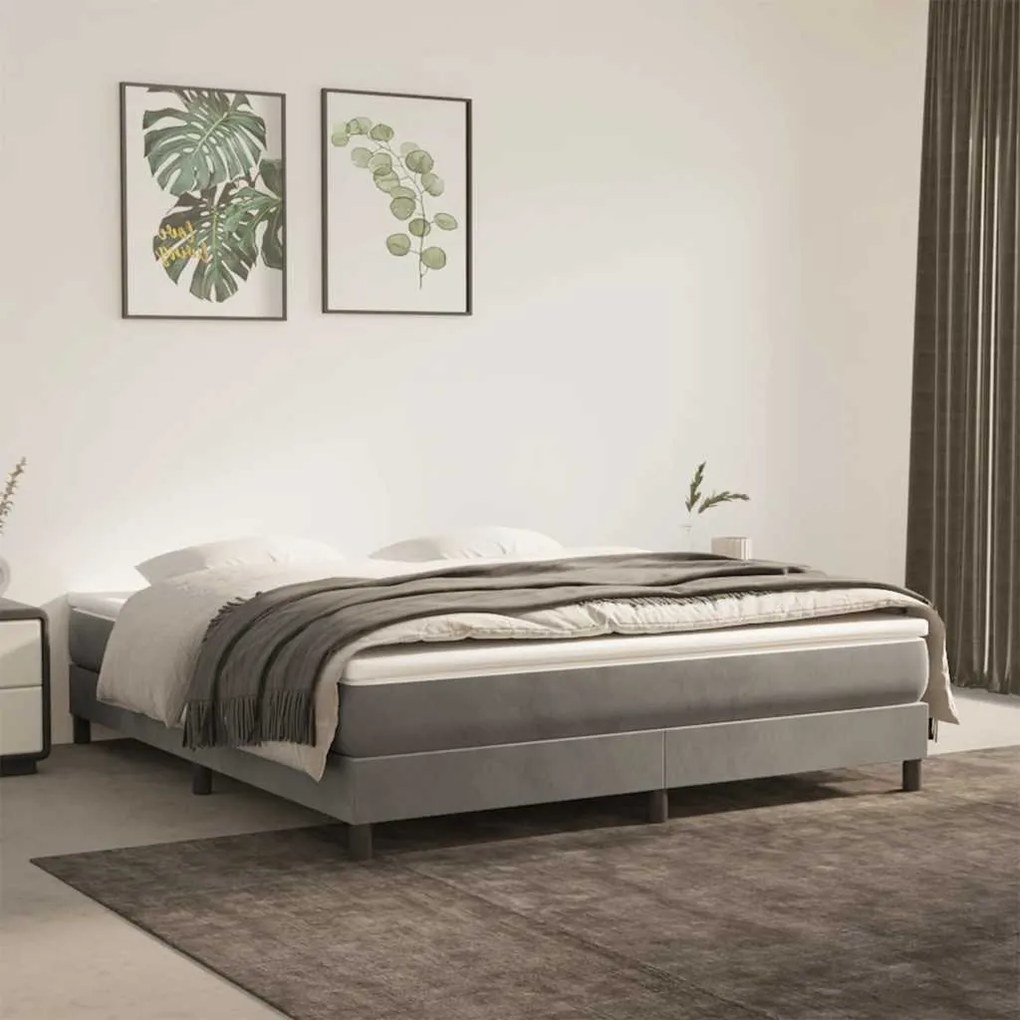 vidaXL Saltea de pat cu arcuri, gri deschis, 160x220x20 cm, catifea