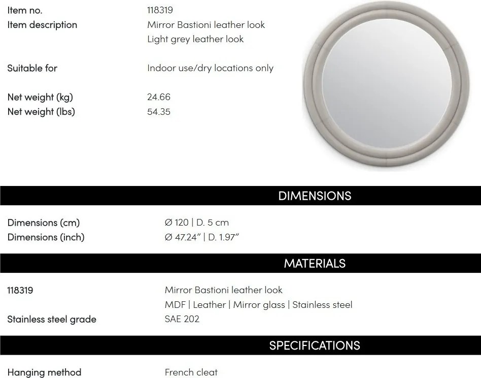 Oglinda decorativa design LUX Bastioni 120cm