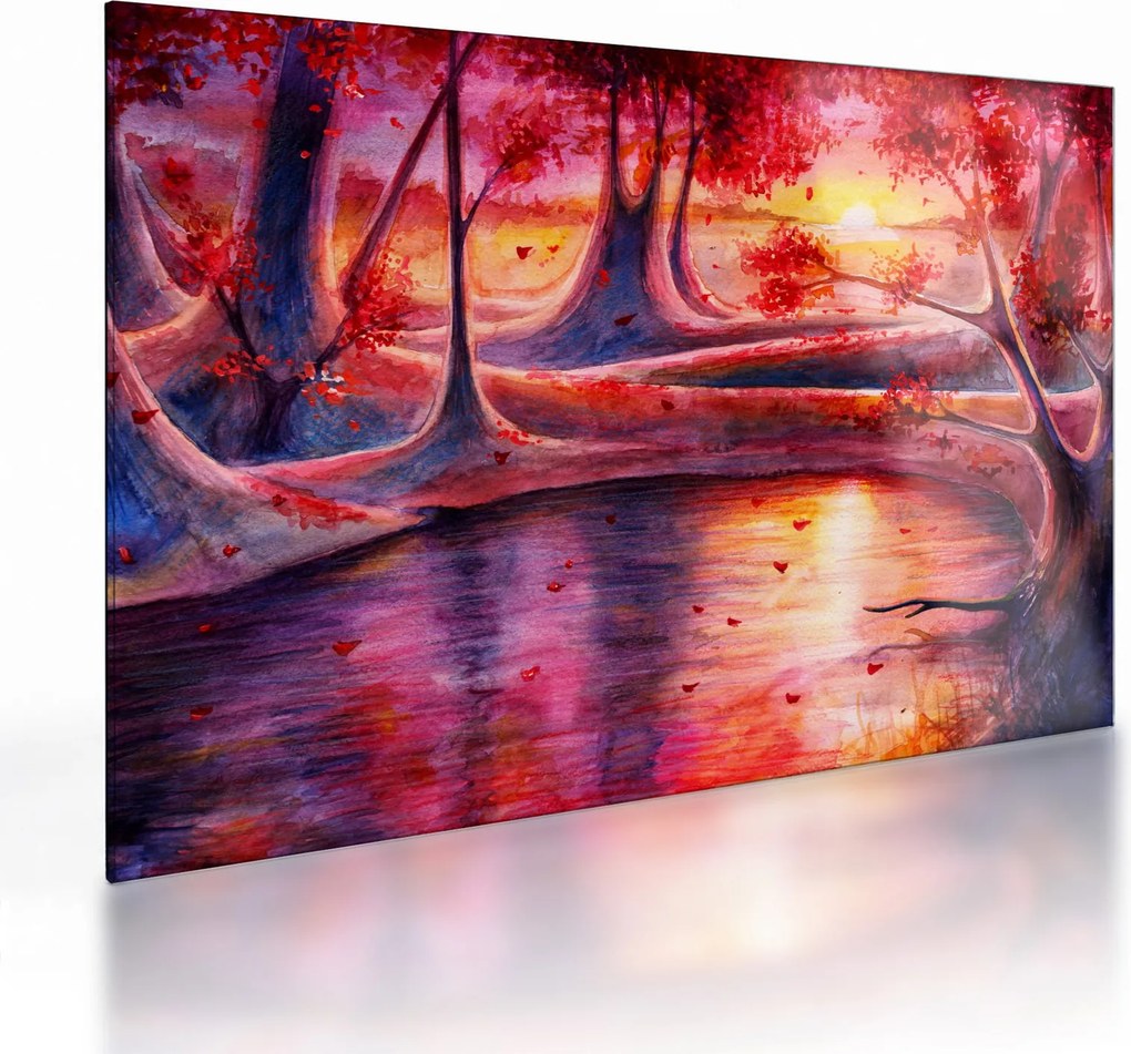 Tablou pe sticlă cu pădurea fermecată (70x50 cm)