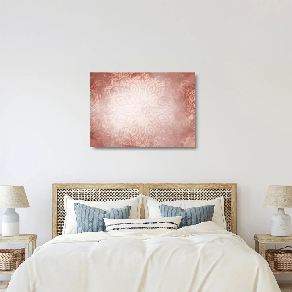 Tablou pe sticlă - Mandala roz (70x50 cm)