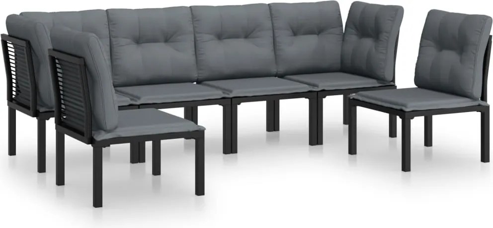 vidaXL Set mobilier de grădină, 6 piese, negru și gri, poliratan