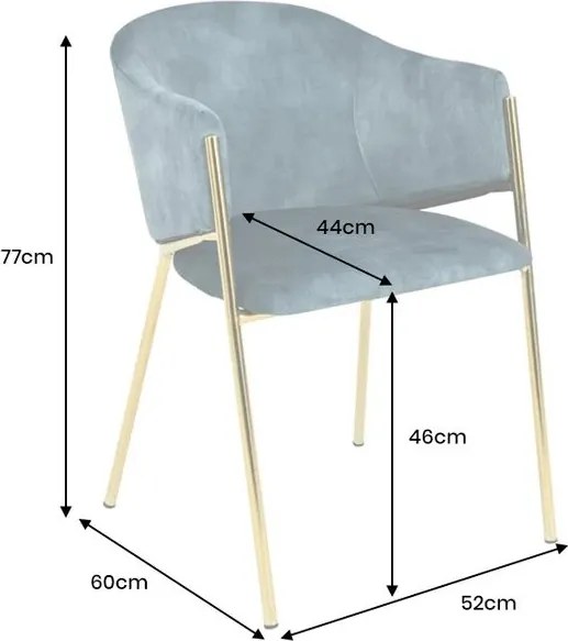 Set de 2 scaune aspect retro, Metal Auriu, Catifea Turcoaz, NOBLESSE A-47581 VC