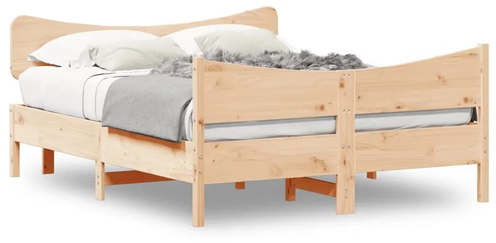 3216396 vidaXL Cadru de pat cu tăblie, 135x190 cm, lemn masiv de pin