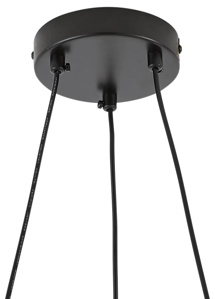 Lampă suspendată neagră cu sticlă fumurie și chihlimbar rotundă cu 8 lumini - Monaco