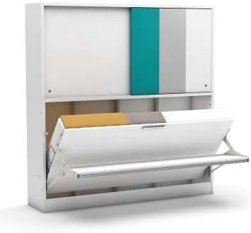 Pat rabatabil orizontal single cu birou si dulap deasupra - ACADEMY SET (90X190)