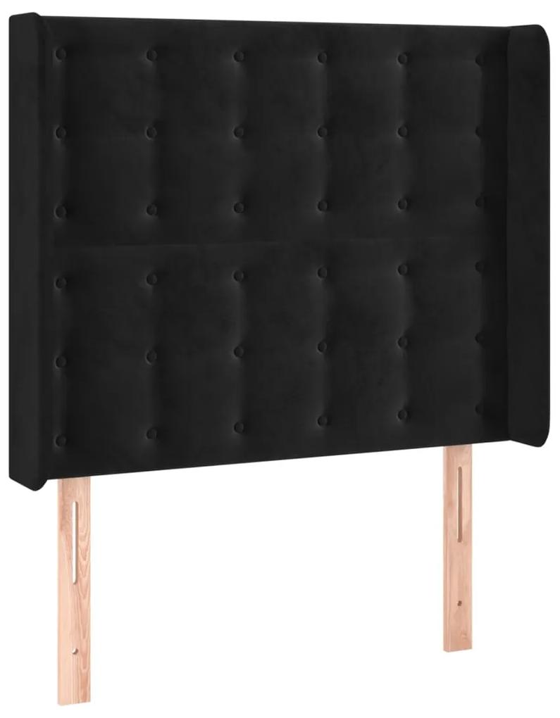 3120046 vidaXL Tăblie de pat cu aripioare, negru, 83x16x118/128 cm, catifea