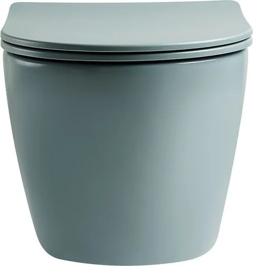 Set vas wc suspendat, verde turcoaz, mat, rimles , capac softclose, Rotund, Foglia Oslo Turcoaz