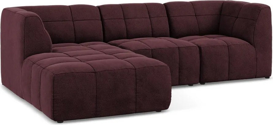 Colțar burgundy cu tapițerie din catifea (cu colț pe partea stângă/cu șezlong) Aloha – Makamii