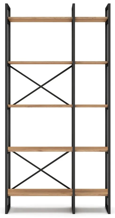 Etajeră negru/natural cu aspect de lemn de stejar 87,5x175 cm Dusan – Marckeric