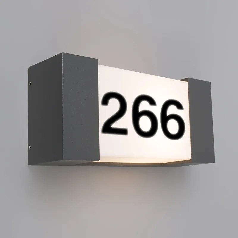 Aplica de exterior antracit cu număr de casă IP54 - Tide H