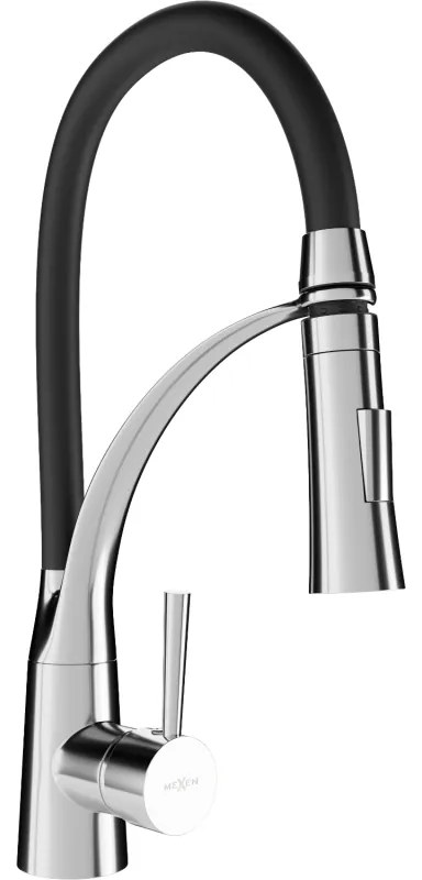 Mexen Aster baterie chiuvetă bucătărie, crom/negru - 73450-07