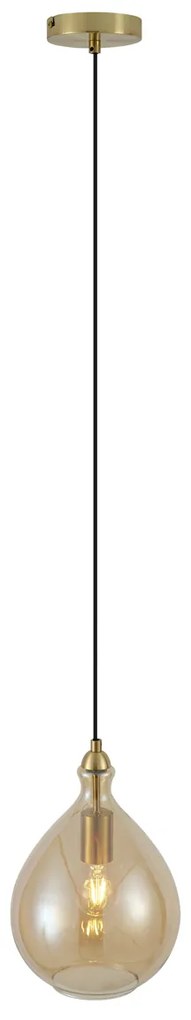 Lampă suspendată modernă aurie cu sticlă ambră - Traditional