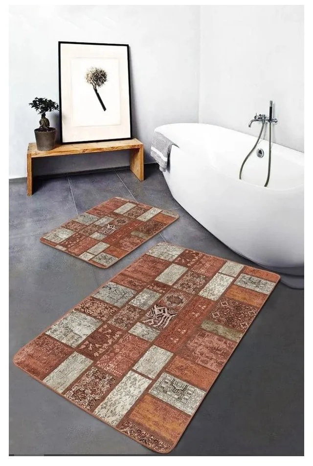 Covorașe de baie maro 2 buc. din catifea 60x100 cm – Mila Home