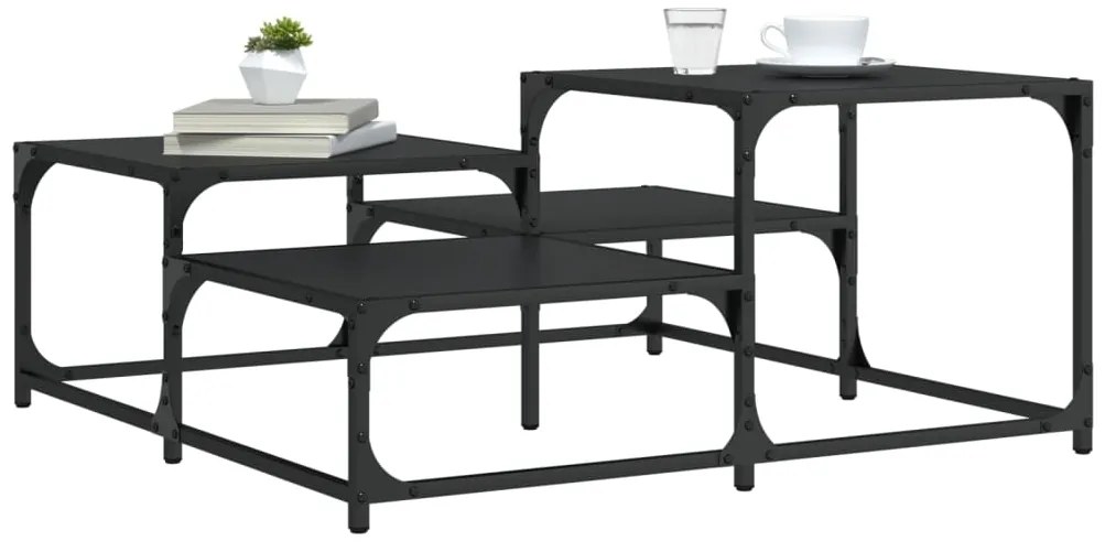 vidaXL Măsuță de cafea, negru, 87,5x87,5x40 cm, lemn prelucrat