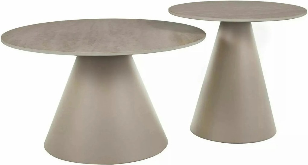 Set 2 măsuțe cafea HILL II, bej/cașmir, ceramică/metal