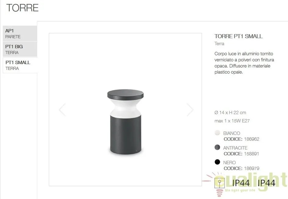 Stalp exterior design modern TORRE PT1 SMALL antracit 158891