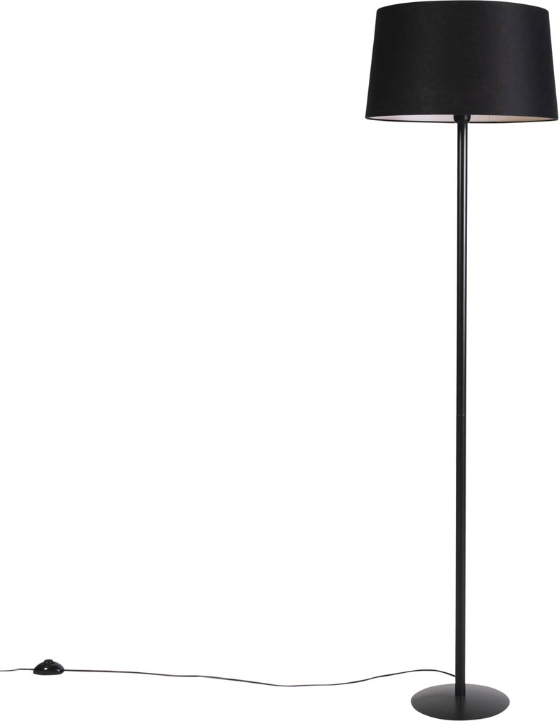 Lampă de podea neagră cu abajur din in neagră 45 cm - Simplo